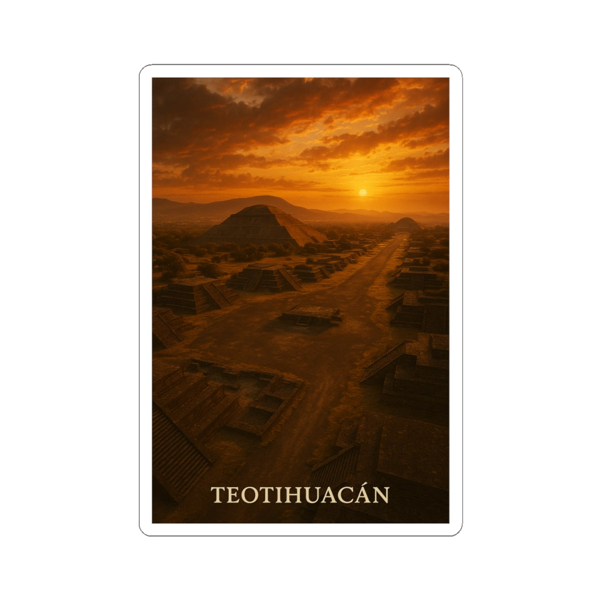 Sticker Teotihuacán: Pirámides del Sol y la Luna en México