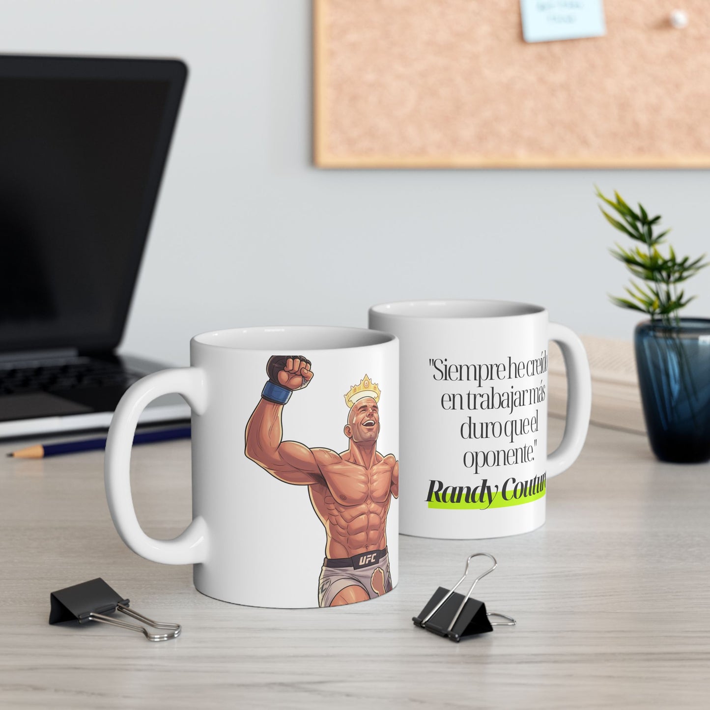 Taza Motivacional Randy Couture: "Trabaja más duro que tu oponente"