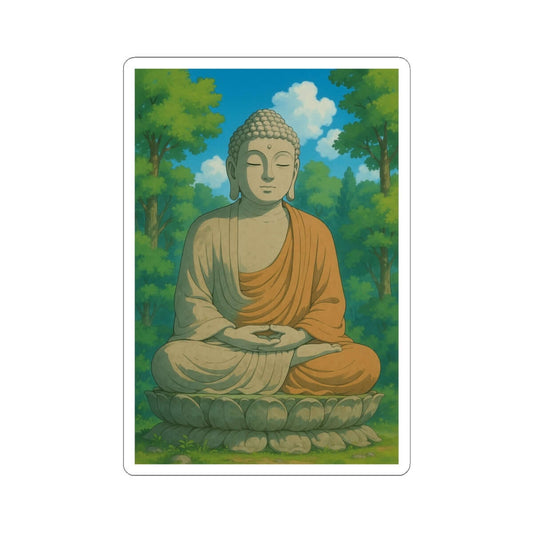 Sticker Buda estilo Ghibli – Meditación, paz interior
