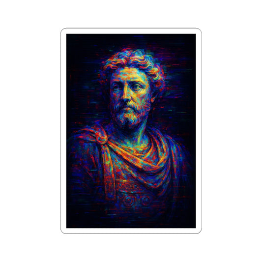 Sticker de Marco Aurelio Glitch – Filosofía Estoica