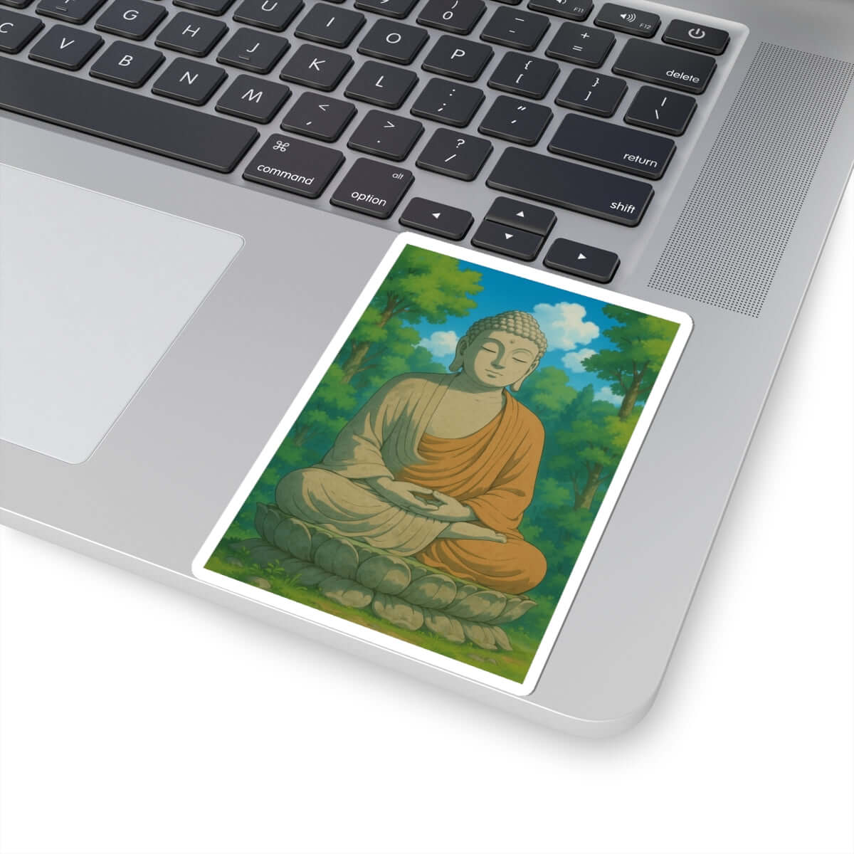 Sticker Buda estilo Ghibli – Meditación, paz interior