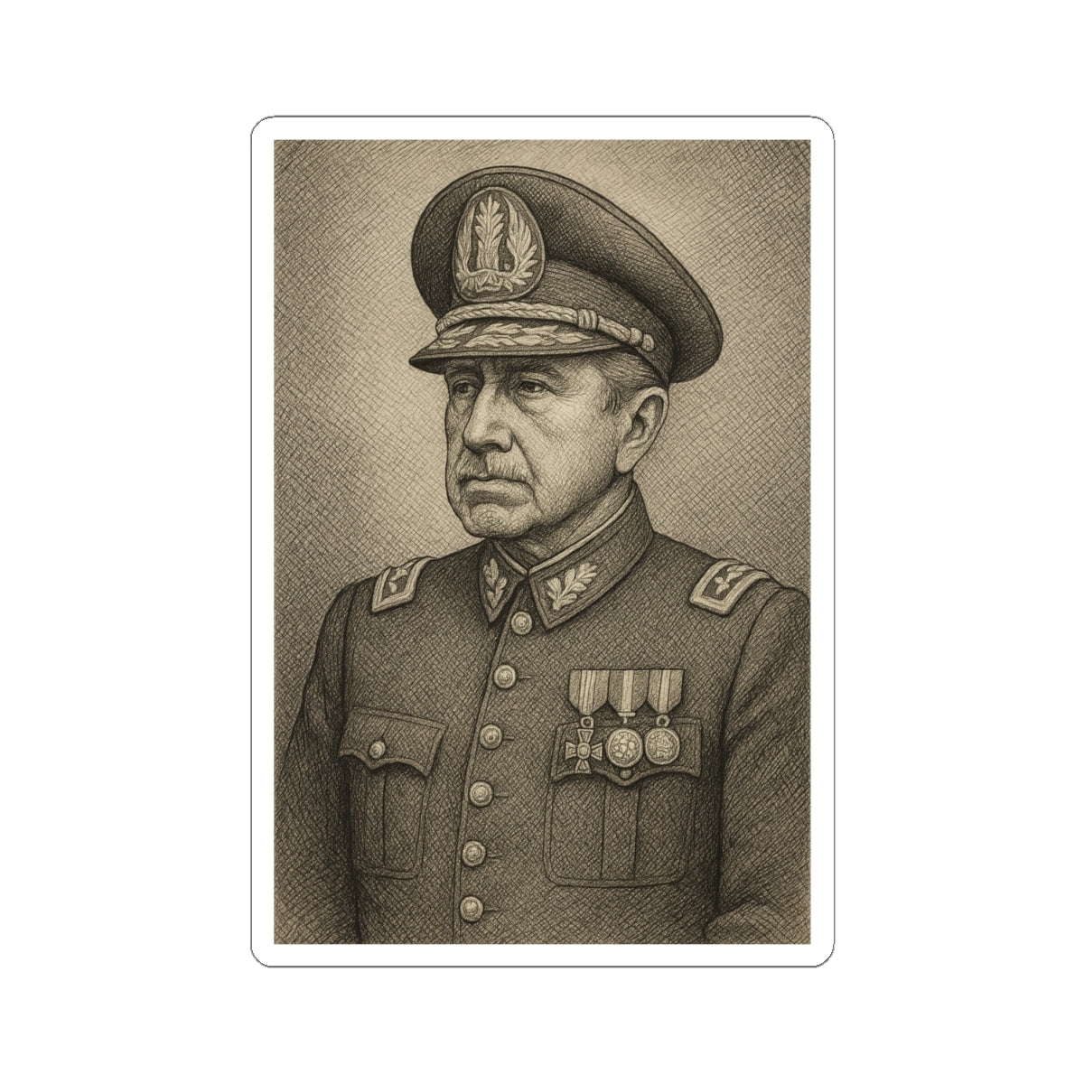Sticker Augusto Pinochet – Estilo grabado antiguo