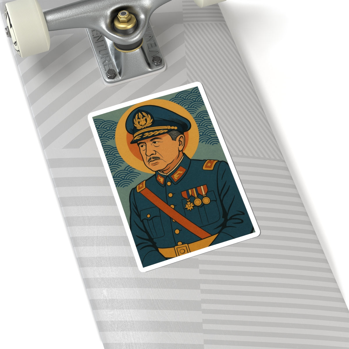 Sticker Kiss-Cut Augusto Pinochet – Estilo ukiyo-e japonés