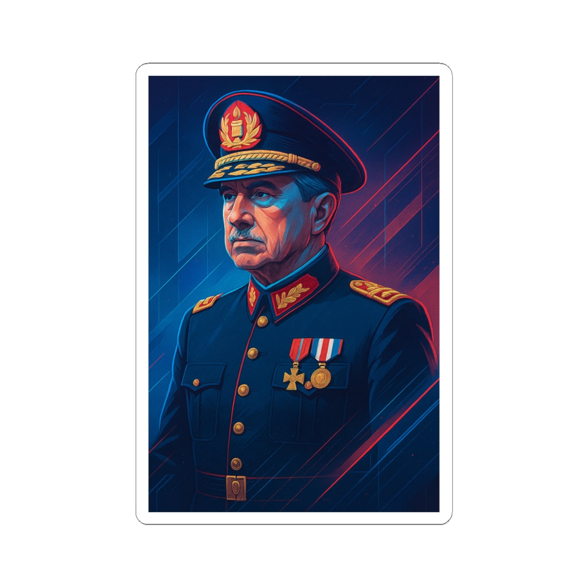 Sticker Augusto Pinochet – Diseño futurista en arte digital