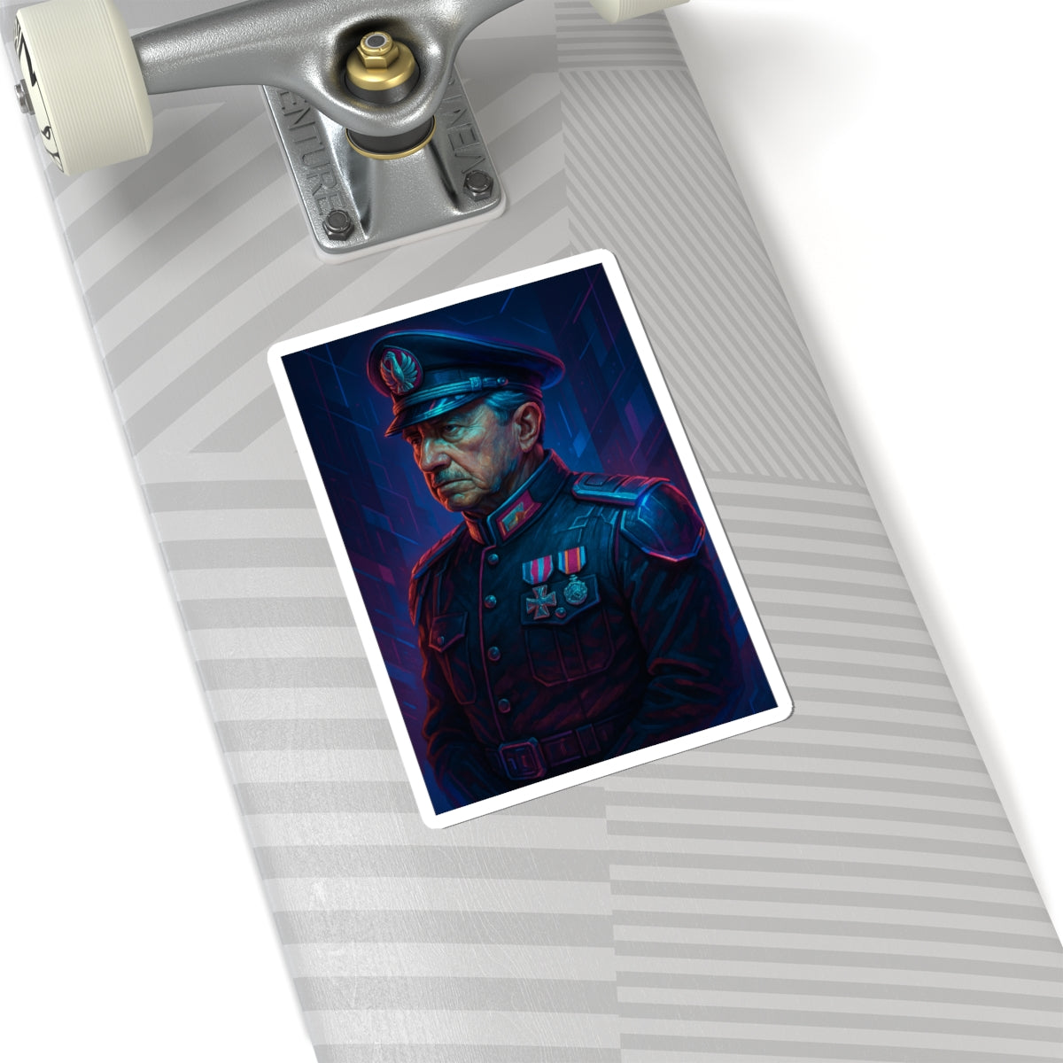 Sticker Augusto Pinochet – Arte cyberpunk distópico
