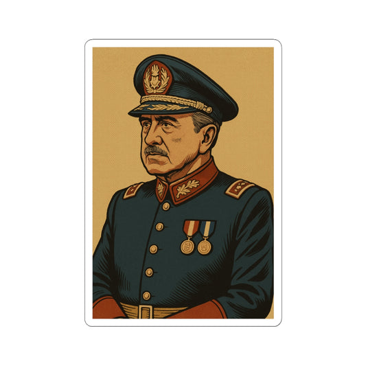 Sticker Augusto Pinochet – Estilo retro realista con halftone