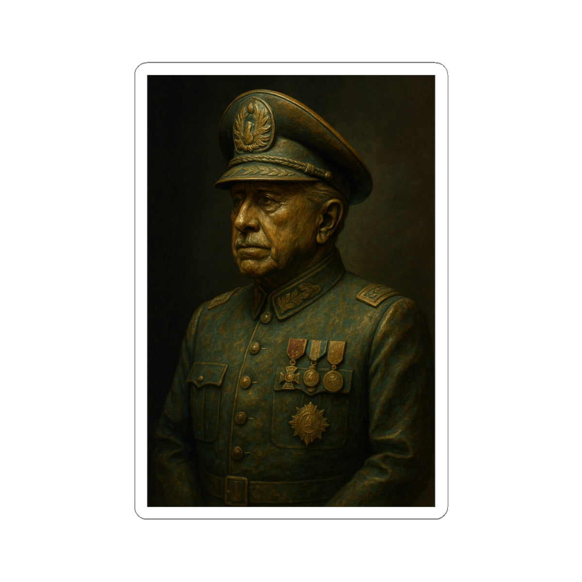 Sticker Augusto Pinochet – Escultura de bronce envejecido
