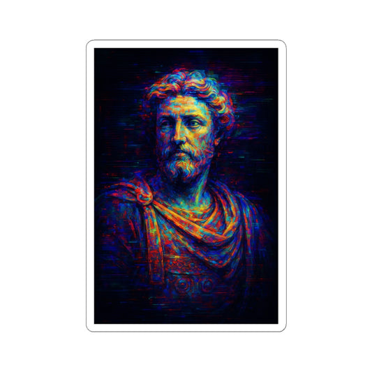 Sticker de Marco Aurelio Glitch – Filosofía Estoica