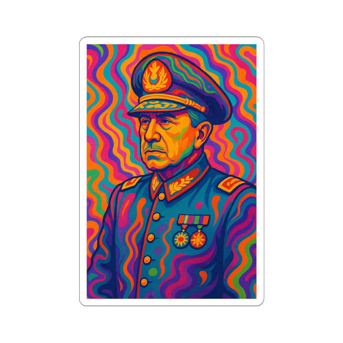 Sticker Augusto Pinochet – Arte psicodélico 70s
