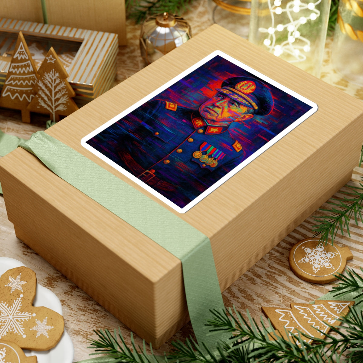 Sticker Augusto Pinochet – Arte glitch digital