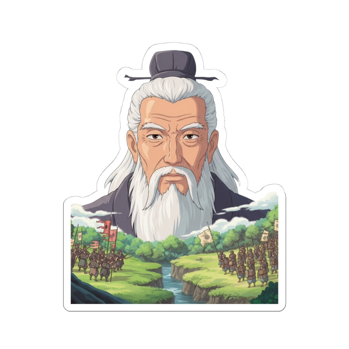 Sticker Sun Tzu Estilo Ghibli | Pegatina Anime de Estrategia