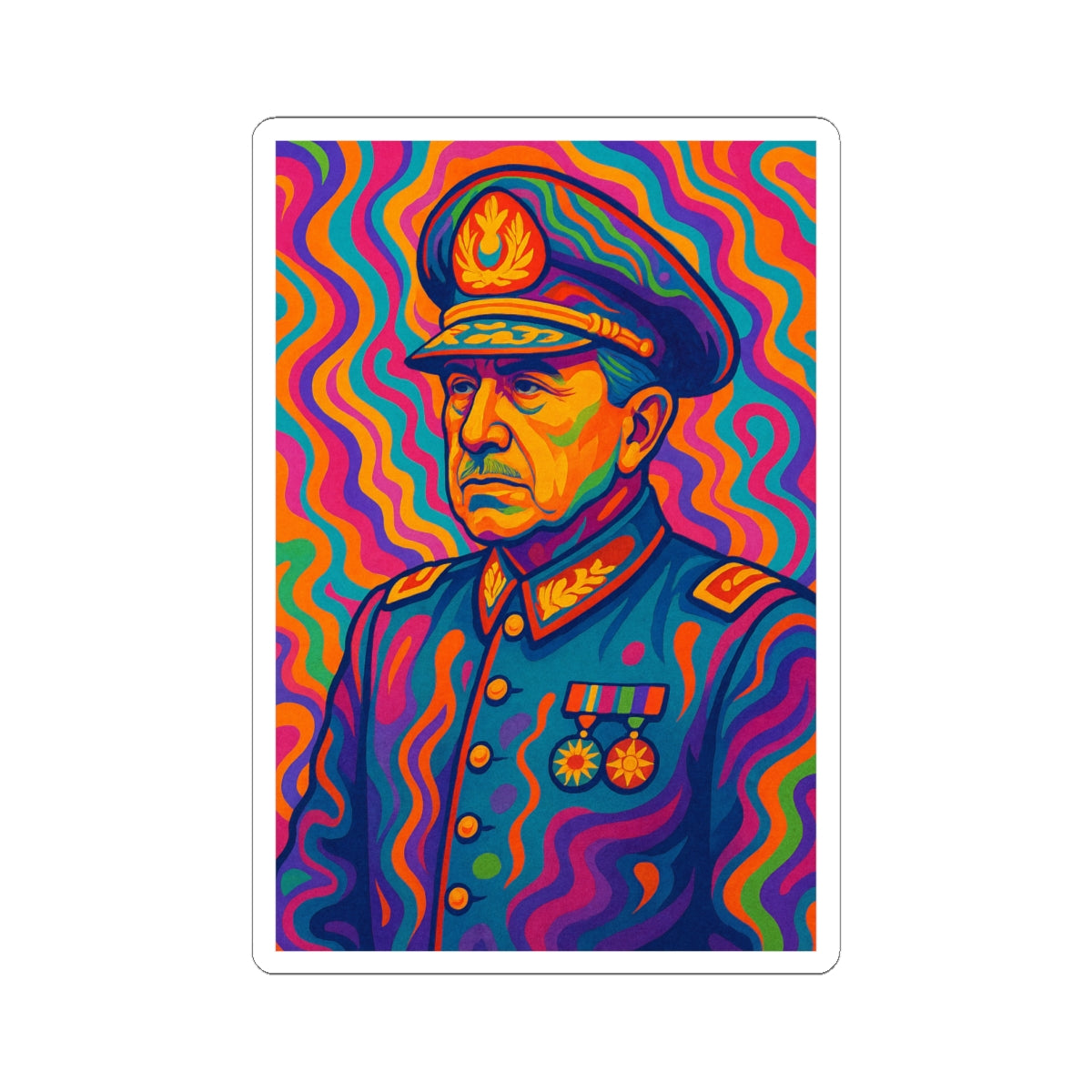 Sticker Augusto Pinochet – Arte psicodélico 70s